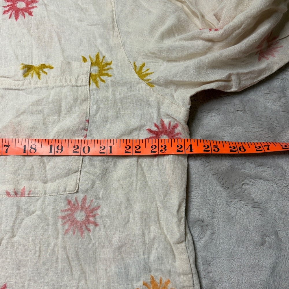 Old‎ Navy Boyfriend Shirt Womens L Celestial Stars Linen Blend Boho Oversized - Picture 7 of 7